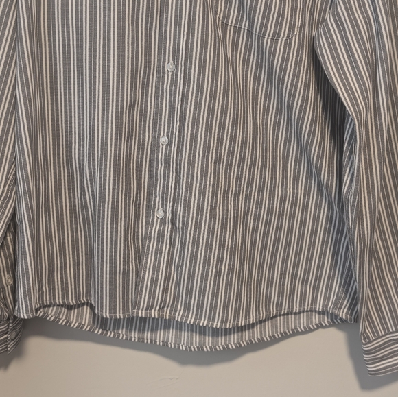 And Now This Men's Striped Oxford Dress Shirt Grey White Size -XL NWT Fast Ship - Picture 3 of 16